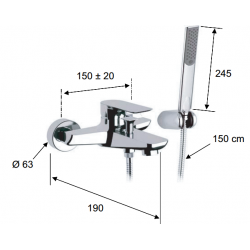 Bateria wannowa ścienna kompletna Remer INFINITY I02CR